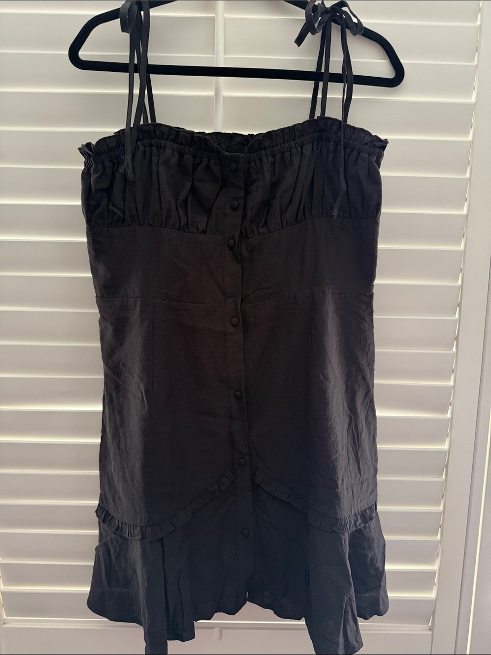 Commense Black Mini Dress with Tie Straps